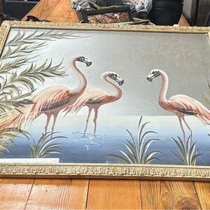 M.Devoe’s Flamingo Art Print with Ornate Frame